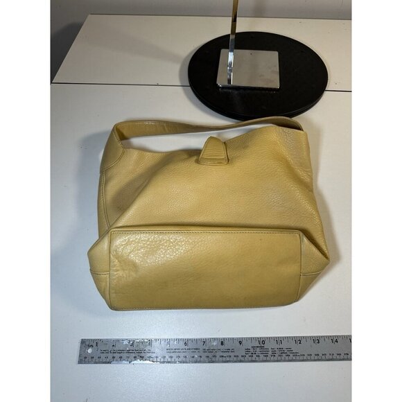 DOONEY & BOURKE Belvedere Logo Duck Lock Clip Hobo Shoulder Bag Yellow Leather - Picture 5 of 10